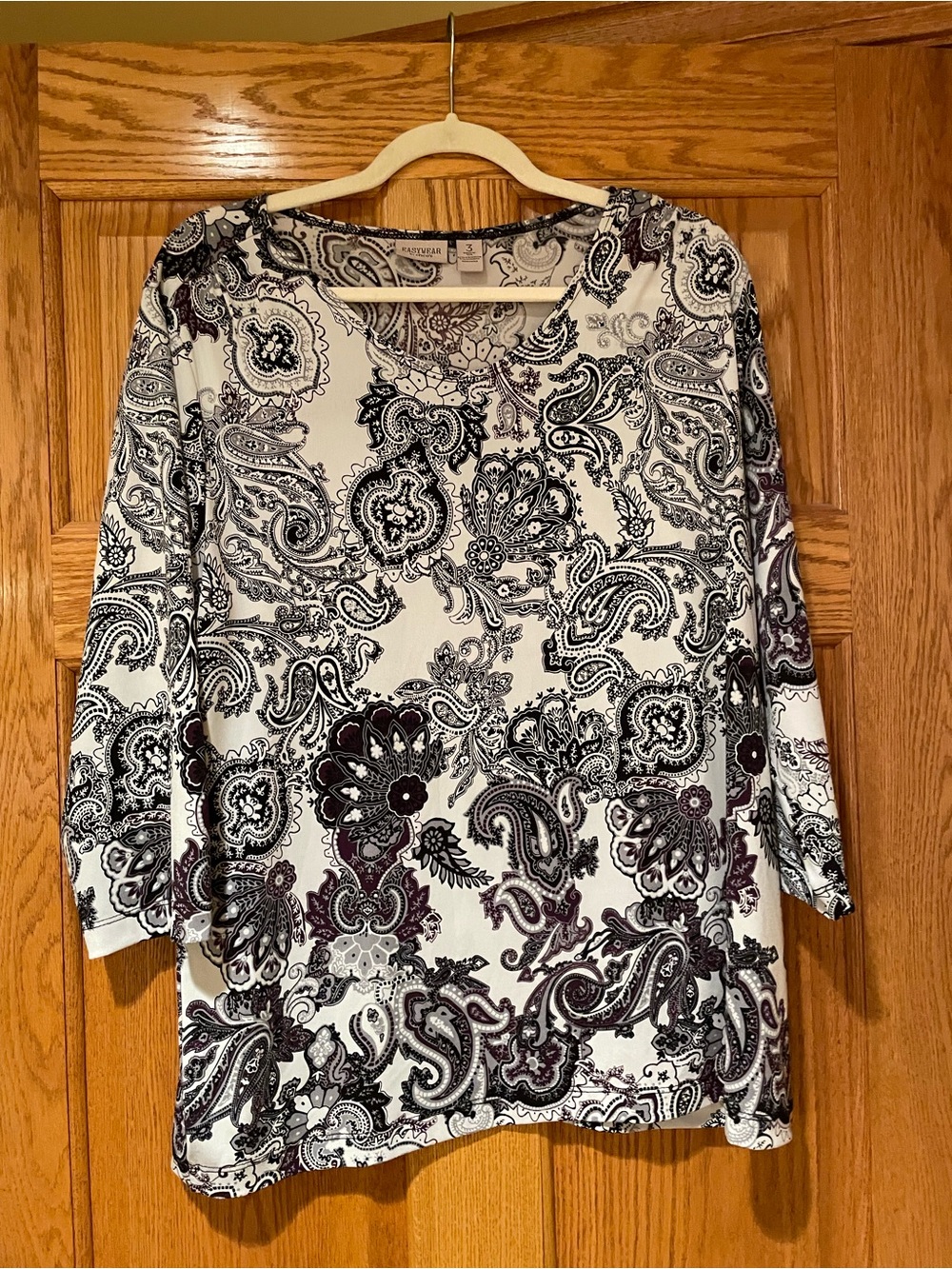 Chico's White Long-Sleeve Paisley & Floral Print Top